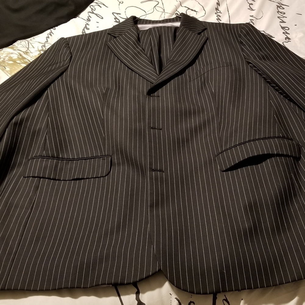 Big and Tall Black and Grey Pinstripe Suit